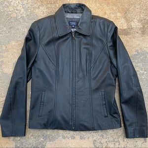 Sonoma Black Lamb Skin Leather Coat Size M